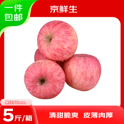 京鲜生 山东烟台红富士苹果 净重5斤 果径75mm 新鲜水果 源头直发