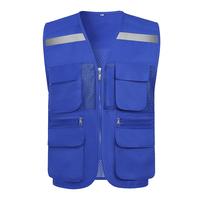 烈焰战队反光背心 夏季网眼多口袋反光马甲 钓鱼摄影建筑工地施工马夹 宝蓝色 XL