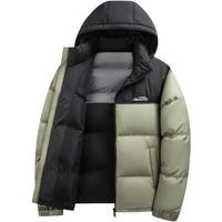 鸭鸭(YAYA)羽绒服男【203g高充绒量】短款撞色连帽加厚百搭面包服保暖外套 军绿色 XL 180