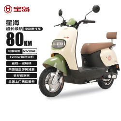 宝岛电动车 BODO 宝岛星海高性能电摩电动摩托车60V20AH超威铅酸电瓶车通勤代步外卖大踏板空间长续航电动车茸茸绿