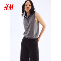 H&M女装牛仔裤春秋季时尚休闲时尚高腰阔腿微弹棉质修身长裤1236909 黑色016 32 150/60