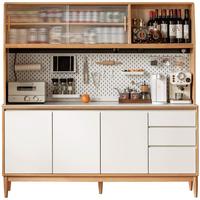 源氏木语实木餐边柜靠墙一体落地储物柜岩板茶水柜家用收纳碗柜 1.5m 1.5米餐边柜【不含上架】