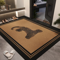 地垫入户门垫中古风可裁剪玄关大门口进门脚垫高级感免洗耐脏地毯 中古金钱豹 横版