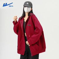 回力开衫外套连帽卫衣女2025年春秋女装新款宽松休闲百搭通勤风上衣 L