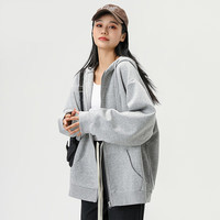 回力开衫外套连帽卫衣女2025年春秋女装宽松休闲百搭通勤风上衣 杏-纯色 M M(95-110斤)