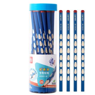 得力 洞洞笔铅笔30支2B铅笔三角杆易抓握儿童书写绘画涂卡矫姿铅笔练字笔HC822-2B开学