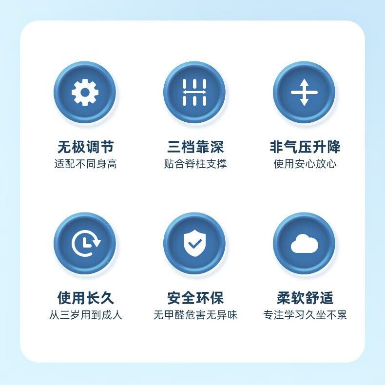 康朴乐儿童学习椅 椅可升降写字桌椅套装课桌椅家用 柏拉图学习椅 牛仔蓝