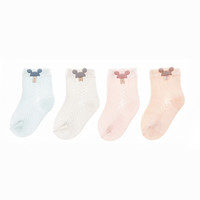 宝盖儿 宝宝亲肤透气新生儿袜子网眼袜4双