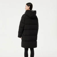 坦博尔（Tanboer）24年羽绒服女长款运动休闲百搭保暖厚款连帽外套 黑色 160