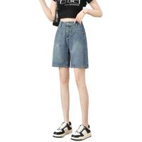 真维斯 夏季时尚百搭高腰宽松牛仔短裤简约通勤裤子女