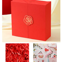卡绮 红色双开 礼物盒 高级伴手礼盒 1号20*15*6.5cm 红色礼盒+拉菲草+贺卡