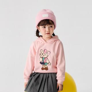 加绒连帽儿童长袖卫衣女童卡通印花上衣秋冬小童宝宝衣服可爱猫咪