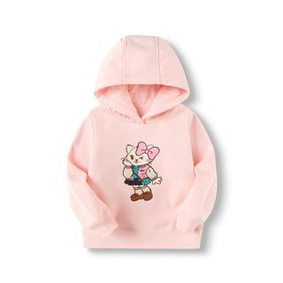 加绒连帽儿童长袖卫衣女童卡通印花上衣秋冬小童宝宝衣服可爱猫咪
