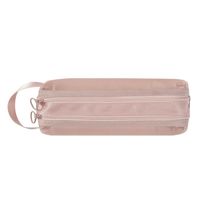 京东京造 大容量双层笔袋 耐用网纱考试文具袋文具盒 中高考考研适用 粉色