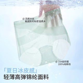 芬腾无痕冰丝收腹内裤女强力收小肚子夏薄款抑菌纯棉裆高腰塑身裤 2条奶白+浅蓝 XL【适合120-140斤】