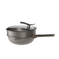OOU钛锅轻炒菜锅不粘锅平底锅多功能铝锅家用蒸锅燃气电磁炉通用锅具 不沾钛轻锅 |单手提锅不费力 32cm