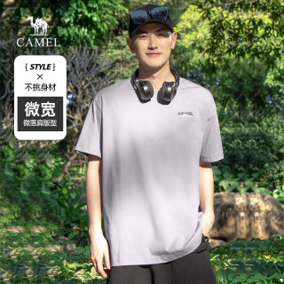 CAMEL骆驼男装短袖t恤男夏季2025凉感速干圆领运动宽松半袖体恤 2XL 【凉感透气】M15BAQR084 循环灰