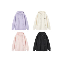 森马卫衣女中长款字母印花连帽衣服冬季宽松落肩摇粒绒打底衫慵懒 粉红61320 165/88A/L