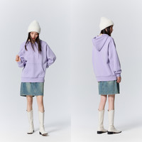 森马卫衣女中长款字母印花连帽衣服冬季宽松落肩摇粒绒打底衫慵懒 黑色90001 155/80A/S