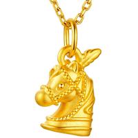 金至尊黄金吊坠生肖马小金马头足金挂坠不含项链定价
