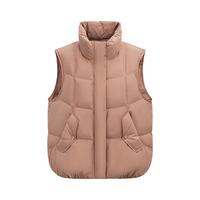 雅鹿短款羽绒马甲女2025外穿可露丽立领宽松加厚保暖背心外套 星空黑 XL 130-150斤