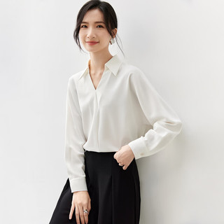 尚都比拉法式白衬衫女秋装新款气质通勤面试上衣时尚设计感衬衣