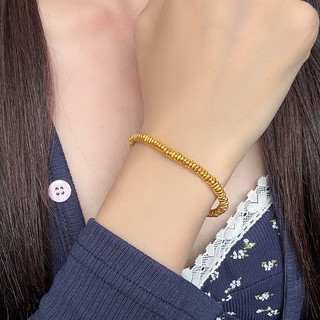 周大生盘缠黄金手链女款足金硬金5D碎碎金子手串