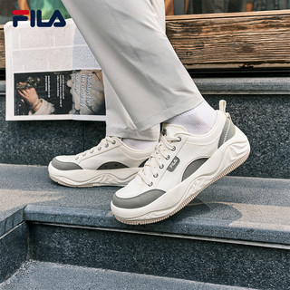 FILA 斐乐男子鞋厚底帆布鞋鞋轻便曲奇运动舒适板鞋休闲鞋子 桦树棕-BI 41