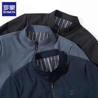 罗蒙（ROMON）立领夹克男2025秋季商务休闲男士防风茄克衫外套男装上衣 黑色 3XL (190)