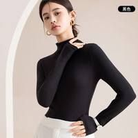 翊尚美半高领打底衫女春秋纯色长袖打底衣女士可外穿百搭显瘦上衣 黑色【加厚秋冬款】 均码 【80-140斤】【多买更划算】