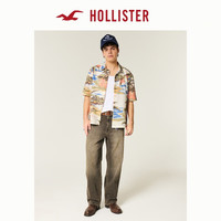 HOLLISTER25夏新款亚麻混纺情侣度假花衬衫男装女装KI325-5190