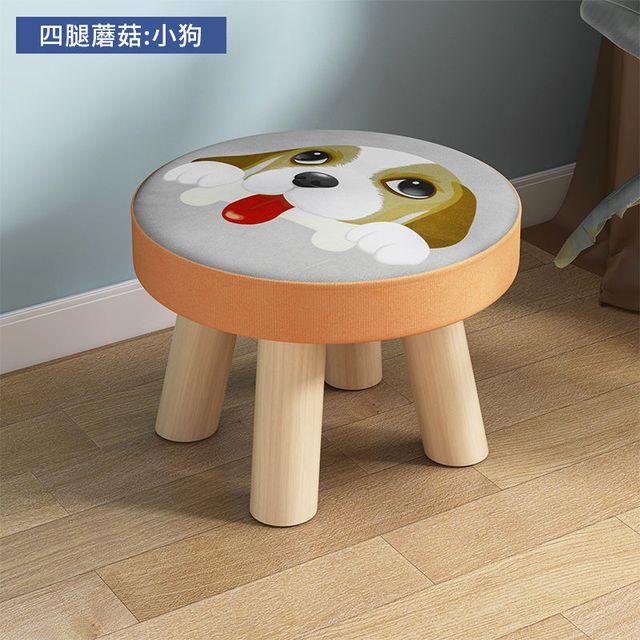 人文成家 简约实木矮凳沙发凳坐墩创意布艺小凳子换鞋凳玄关鞋柜储物凳子客厅圆凳 旺财