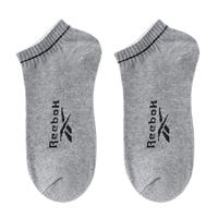 锐步（Reebok）袜子短筒男女夏船袜运动休闲袜纯色简约透气亲肤防掉跟棉袜白袜 浅灰（2双组合） 均码