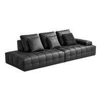 LINSY 林氏家居 劳伦斯真皮沙发客厅2024黑色沙发头层牛皮林氏木业PS514 大四人位沙发