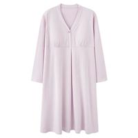 ROVO月子服纯棉春夏季薄款产前后睡衣产妇待产喂奶哺乳家居服套装 梦境鸢尾【长裙带胸垫】 M