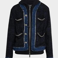 DSQUARED2 男士链饰连帽牛仔卫衣外套