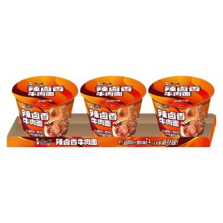 康师傅 方便面 经典辣卤香牛肉面120g*3桶 泡面桶装速食 方便食品