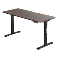 黑白调电动升降电脑桌实木电竞升降书桌办公学习桌子N1胡桃色 1.4m N1-胡桃色