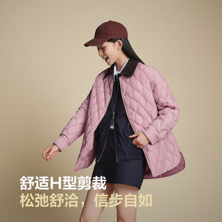 波司登（BOSIDENG）25年轻薄羽绒服女短款90绒翻领拼接百搭巴恩风外套B250135334 玫瑰木粉|1875 L 170/92A 体重约120-130斤