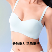 猫人嘭嘭高光杯无肩带内衣女小胸聚拢防滑隐形抹裹胸 香槟白+高级黑 S