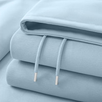 班尼路BALENO牛奶丝连帽卫衣女2025年春秋女装简约时尚休闲百搭气质感上衣 雾霾蓝#爱心花朵Q M