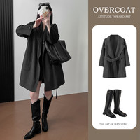 阿仕顿 秋冬气质宽松高级洋气显瘦羊毛双面呢大衣外套女款