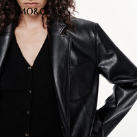 MO&Co.【C+系列】西装2025秋摇滚素皮垫肩廓形中性黑色MBE3BLA017 黑色 S /160
