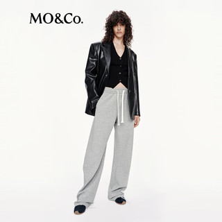 MO&Co.【C+系列】西装2025秋摇滚素皮垫肩廓形中性黑色MBE3BLA017 黑色 S /160