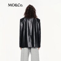 MO&Co.【C+系列】西装2025秋摇滚素皮垫肩廓形中性黑色MBE3BLA017 黑色 XS /155
