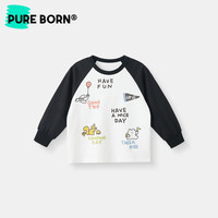 pureborn 博睿恩 [软糯棉]博睿恩儿童长袖T恤25秋新款时尚宝宝潮酷百搭上衣打底衫