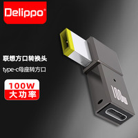 Delippo 联想电脑方口转接头Type-C转方口100W适用90W/65W45W笔记本Thinkpad电脑电源充电线
