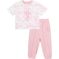 迪士尼宝宝 【开学焕新】扎染米妮套装夏季女童短袖套装T恤&防蚊长裤休闲套装