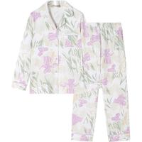 秋鹿 【花卉满印】秋季优雅翻领女士睡衣套装100%纯棉可外穿睡衣女