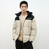 PEACEBIRD 太平鸟 男装 连帽羽绒服男冬季工装户外短款外套 卡其色（宽松) XL